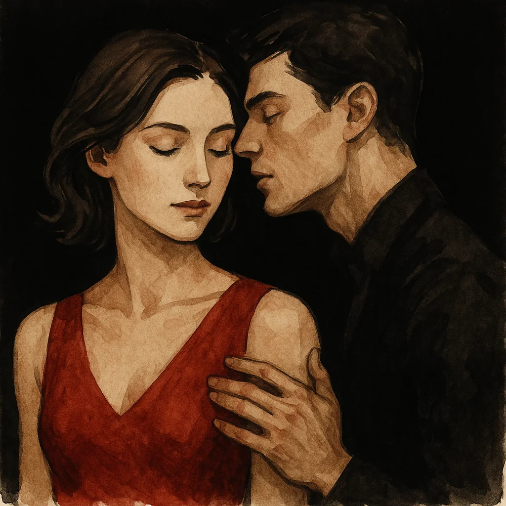 Man whispering praise in her ear