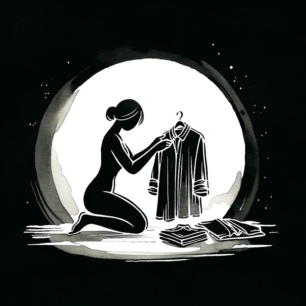 A woman choosing her clothes