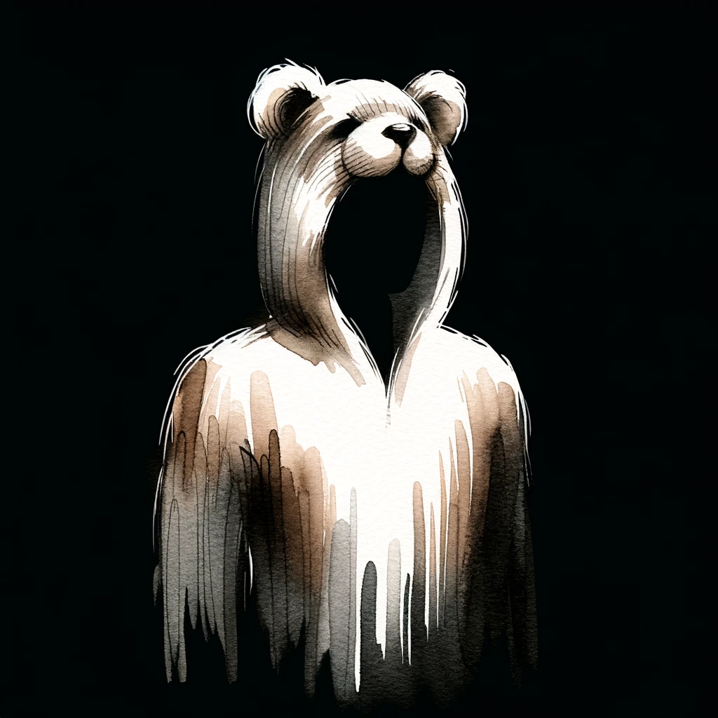 A silhouette of a pet play hoodie