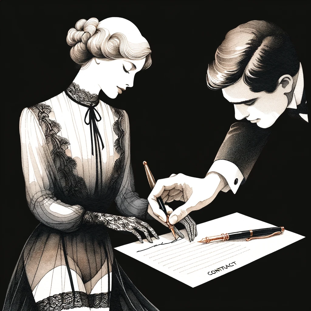 Woman signing contract