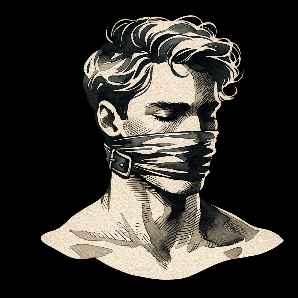 Handsome man wearing gag