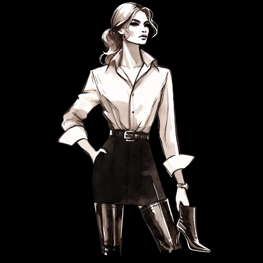Powerful woman holding shoes