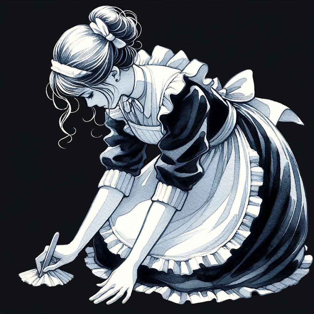 Maid cleaning floor