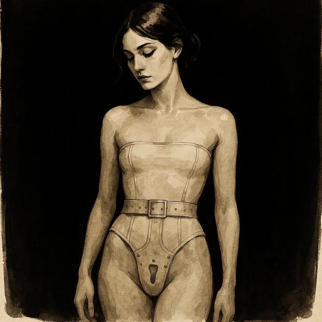 A woman wearing a chastity belt
