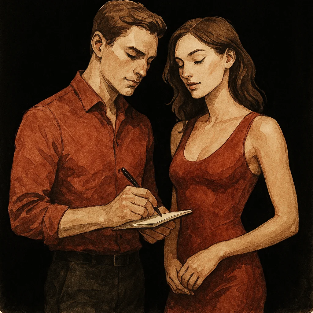 A couple agreeing on their free use kink boundaries and desires