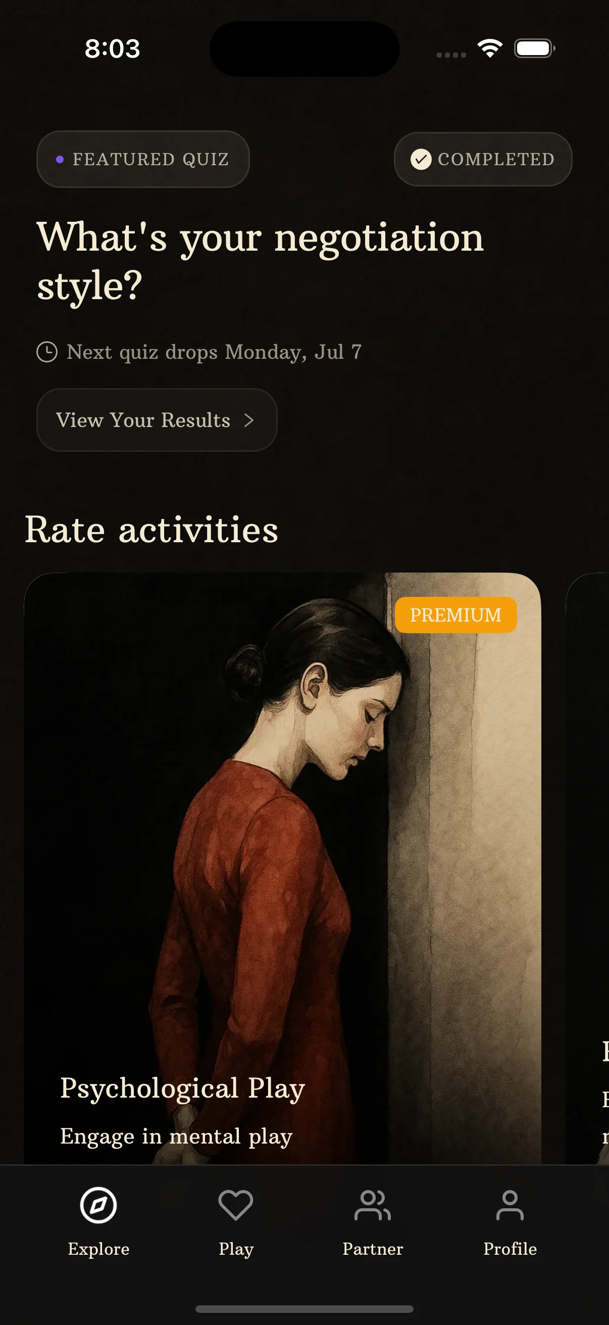 BeMoreKinky App - Main Dashboard