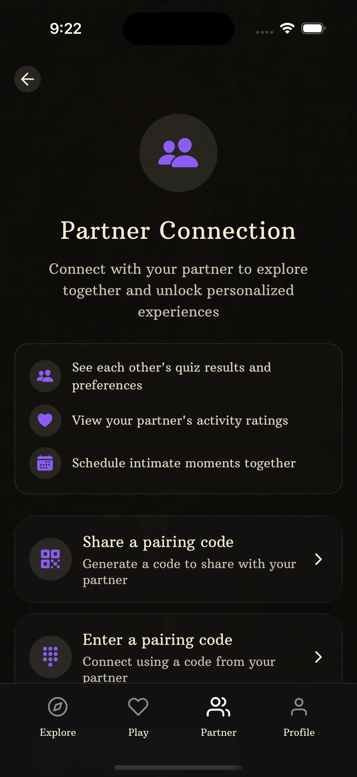 BeMoreKinky App - Partner Connection Interface