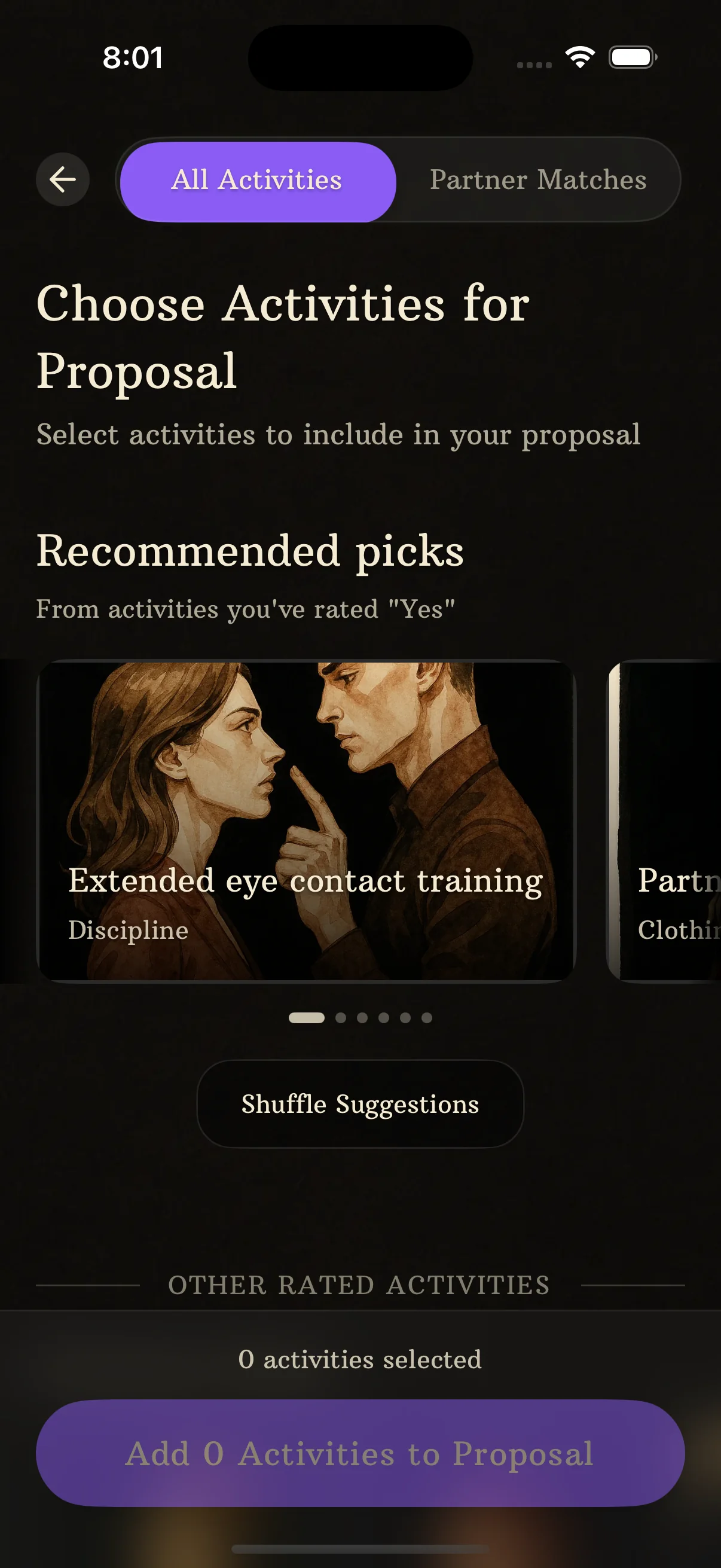 BeMoreKinky App - Proposal Builder Screen